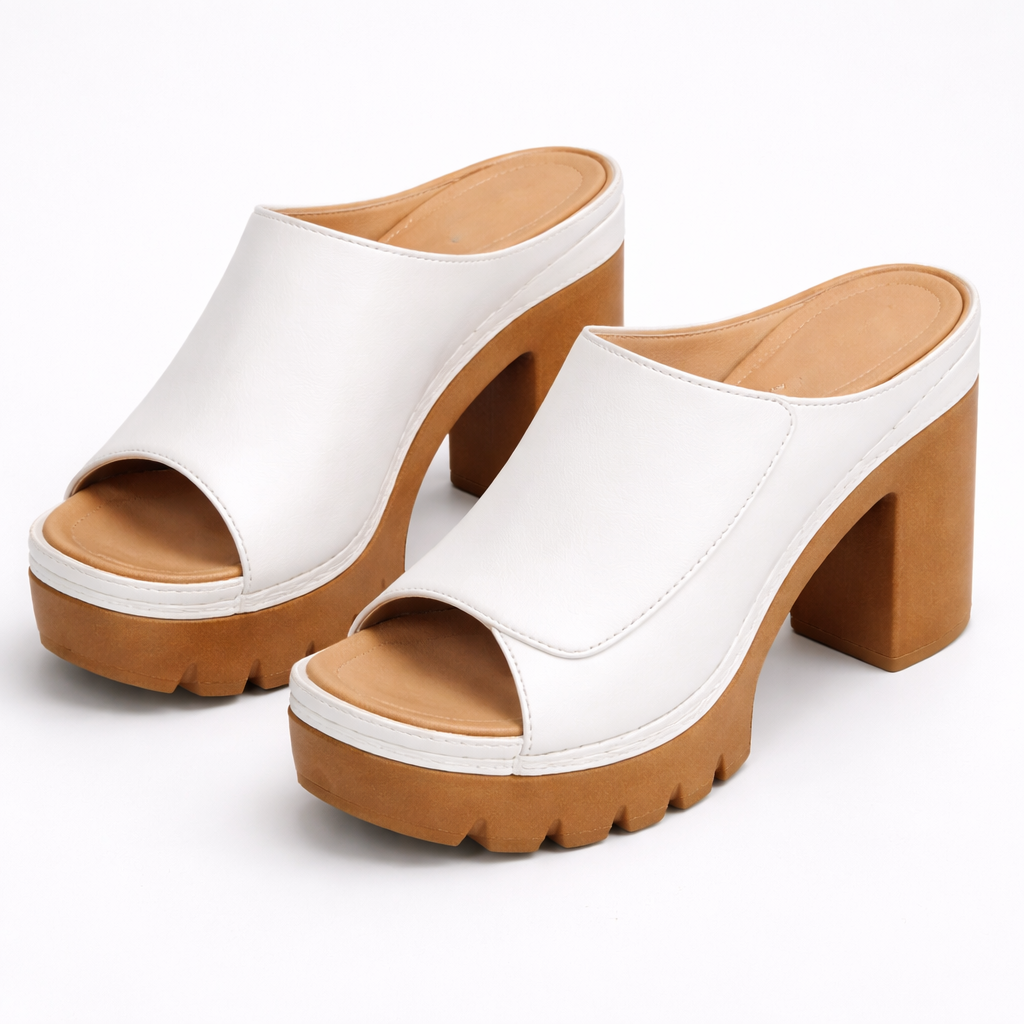 Renate™ | Elegante Plateau-Pantoletten mit Blockabsatz