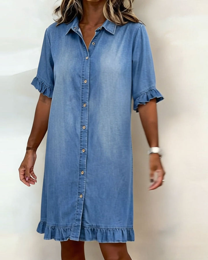 Gerlinde™ | Bequemes Kleid in Denim-Imitat mit schmeichelhaften Falten