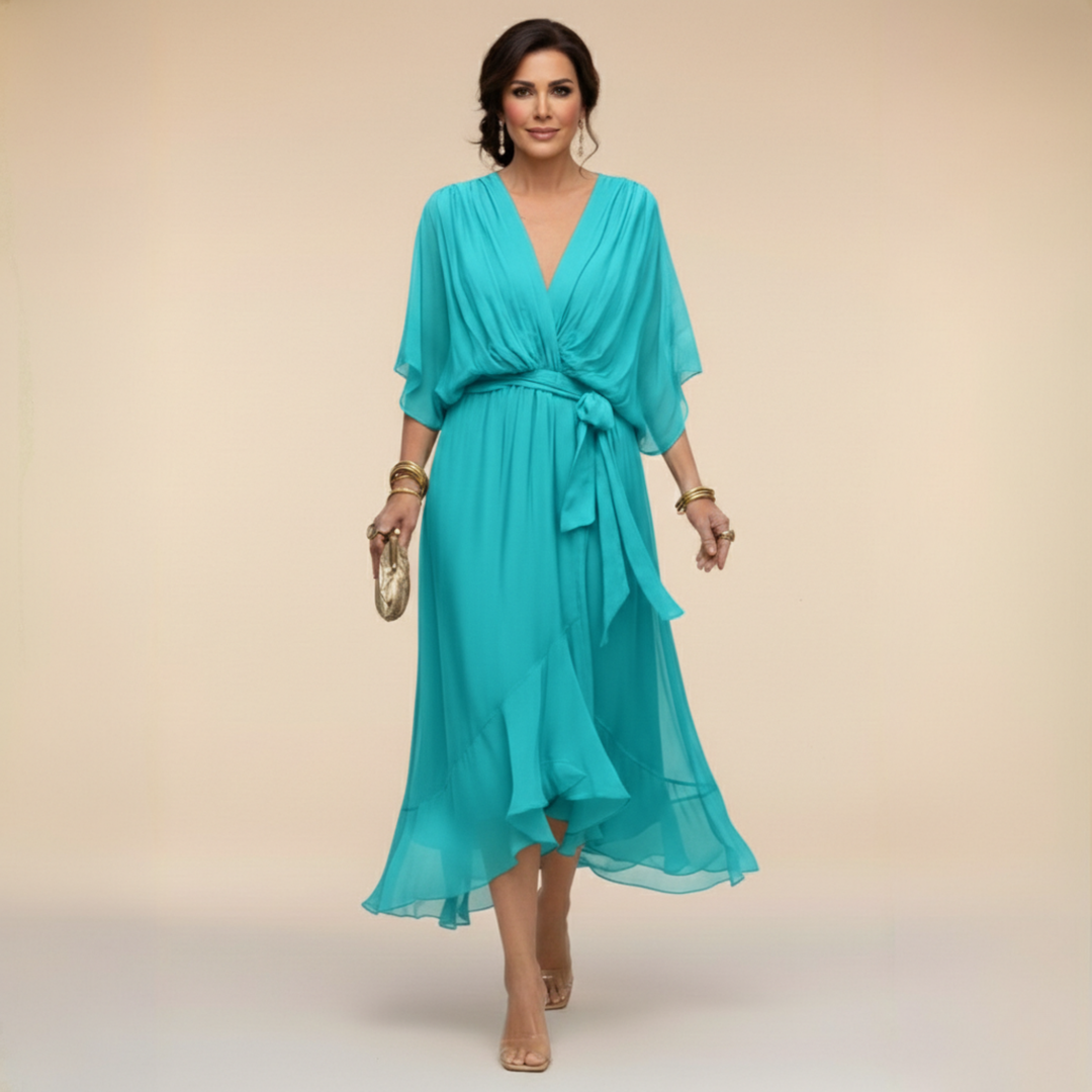 Monica | Chiffon-Kleid mit V-Ausschnitt