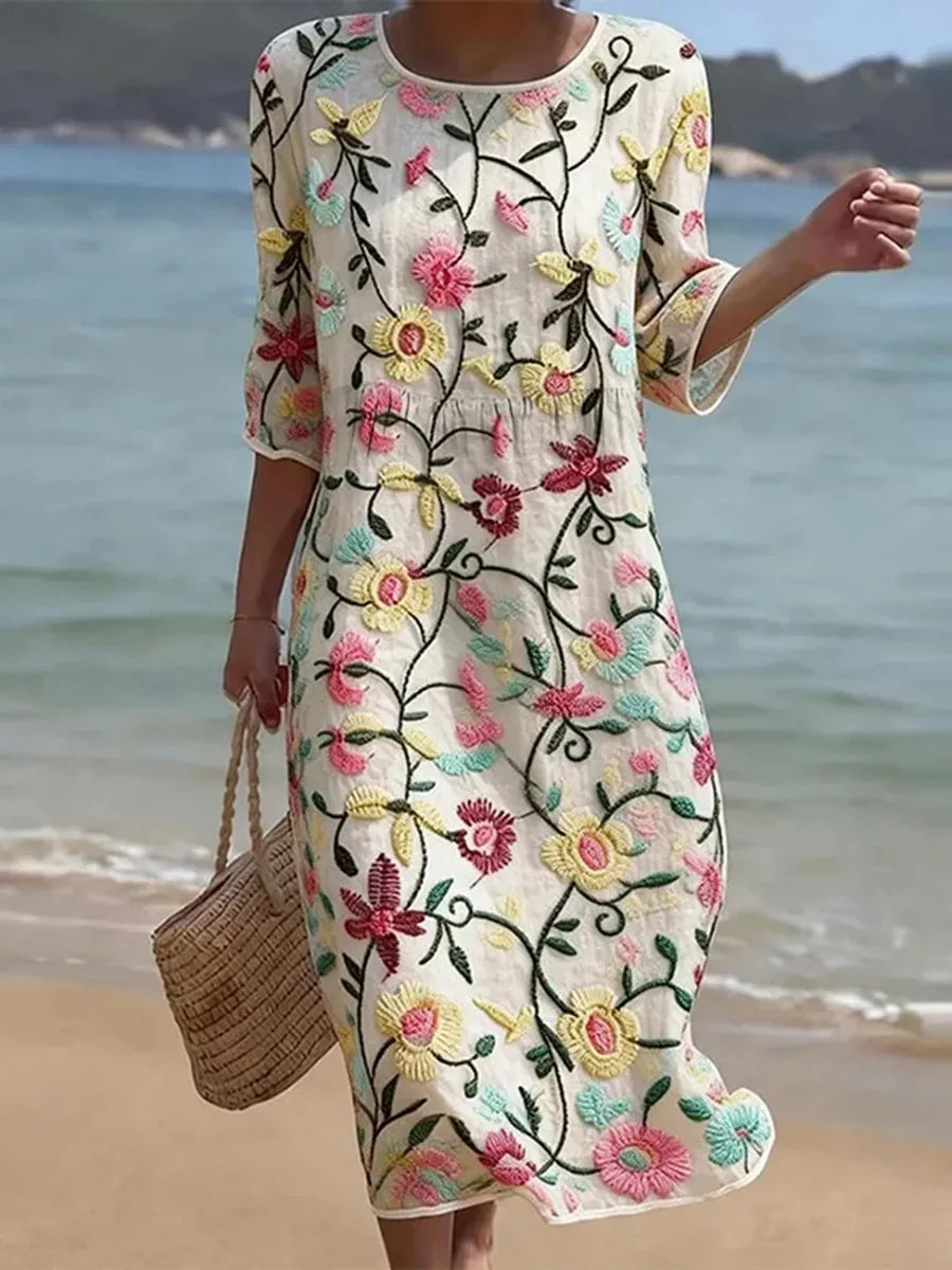 Valerie™ | Elegantes Maxikleid mit floraler Stickerei
