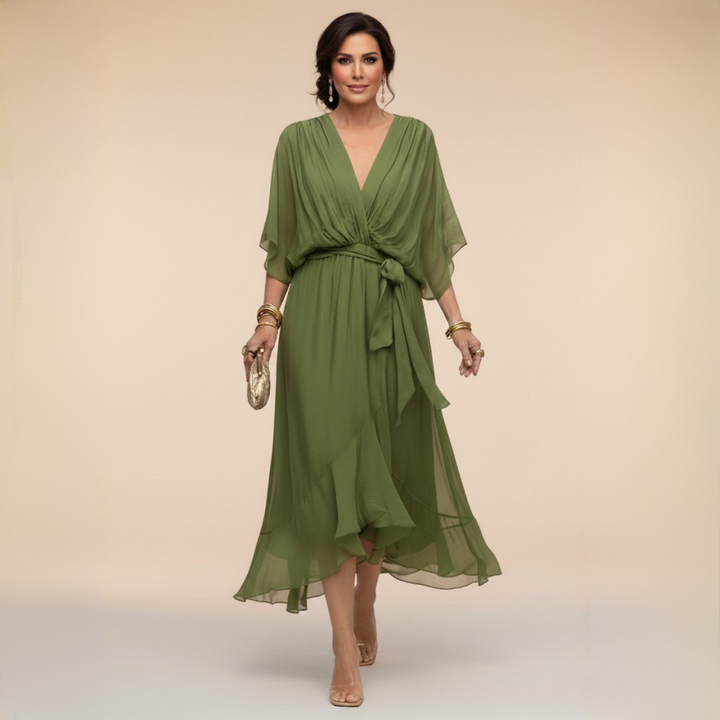 Monica | Chiffon-Kleid mit V-Ausschnitt