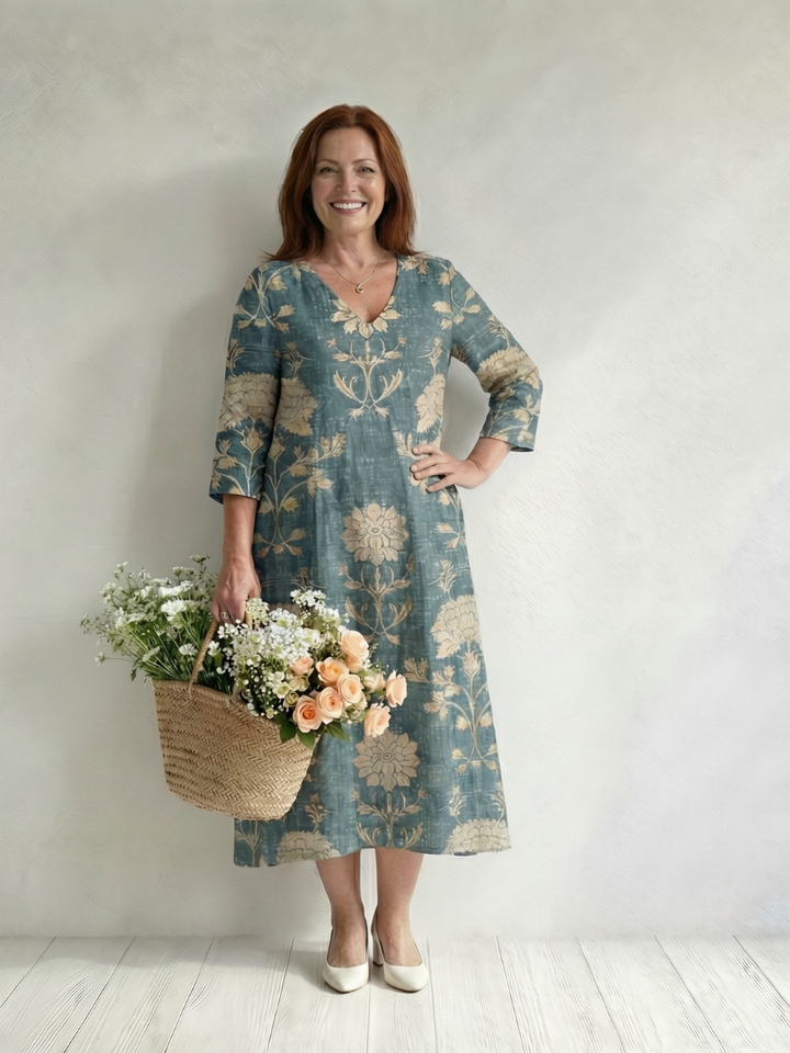 Babette™ | Elegantes Midi Kleid mit V-Ausschnitt