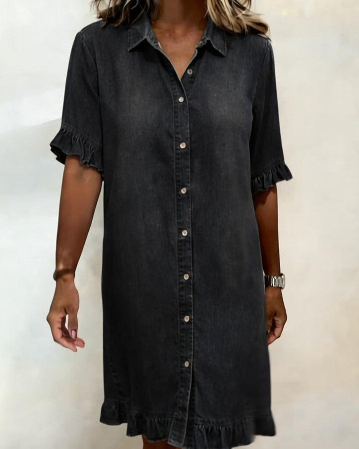 Gerlinde™ | Bequemes Kleid in Denim-Imitat mit schmeichelhaften Falten