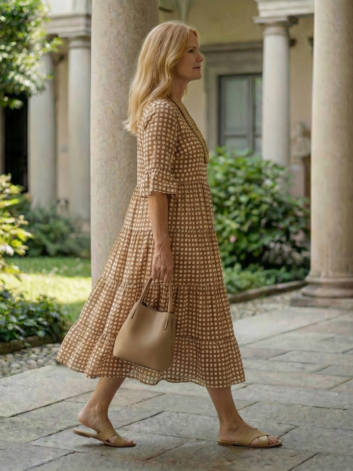 Bärbel™ | Lockeres Midi Kleid mit femininem Muster