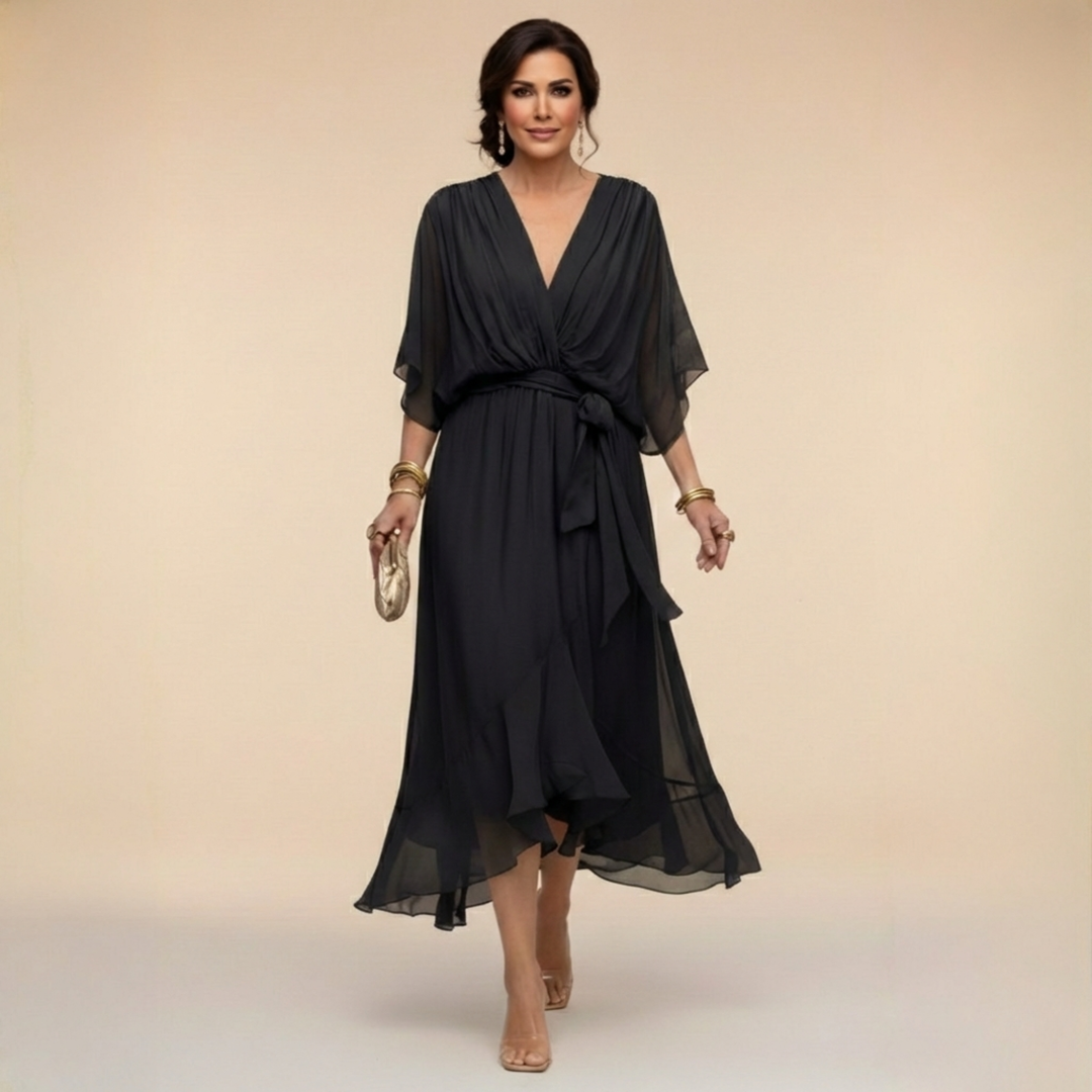 Monica | Chiffon-Kleid mit V-Ausschnitt