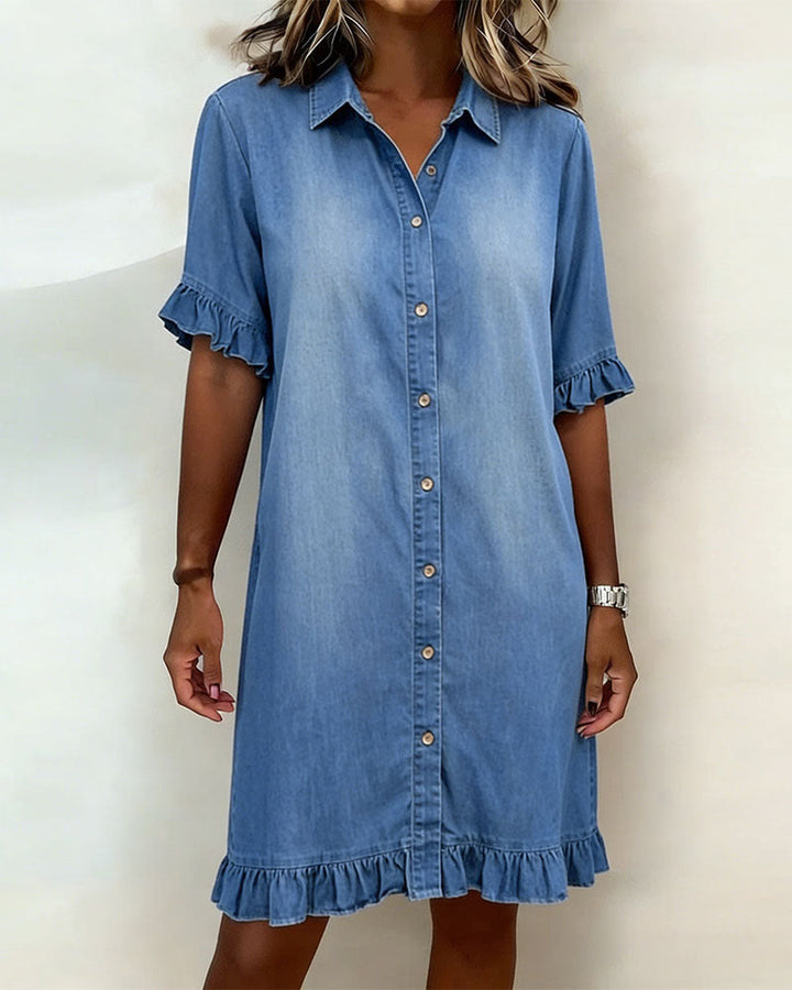 Gerlinde™ | Bequemes Kleid in Denim-Imitat mit schmeichelhaften Falten