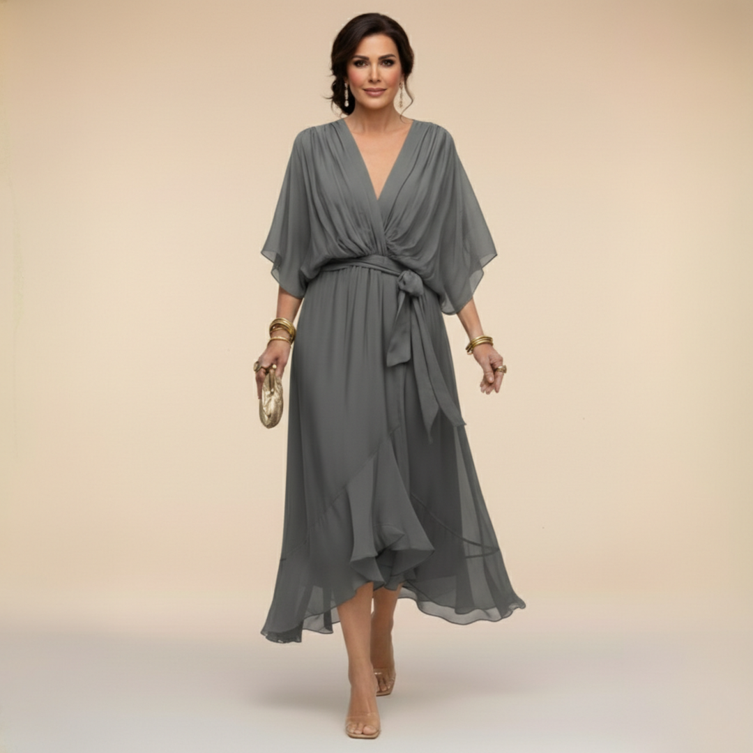 Monica | Chiffon-Kleid mit V-Ausschnitt