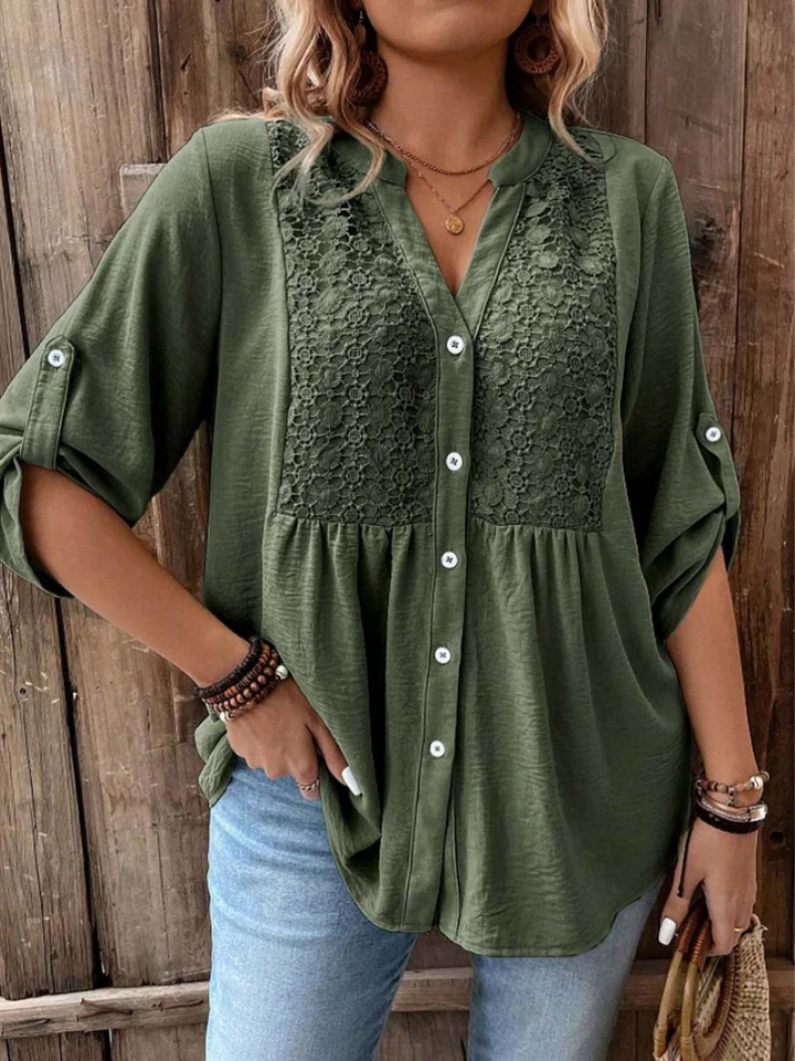 Gisela | Stilvolle Komfort-Bluse mit V-Ausschnitt