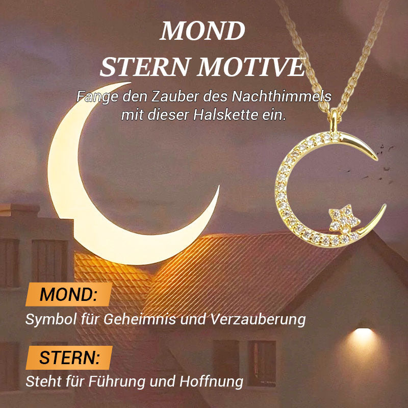 Funkelnde Mond &amp; Stern Halskette