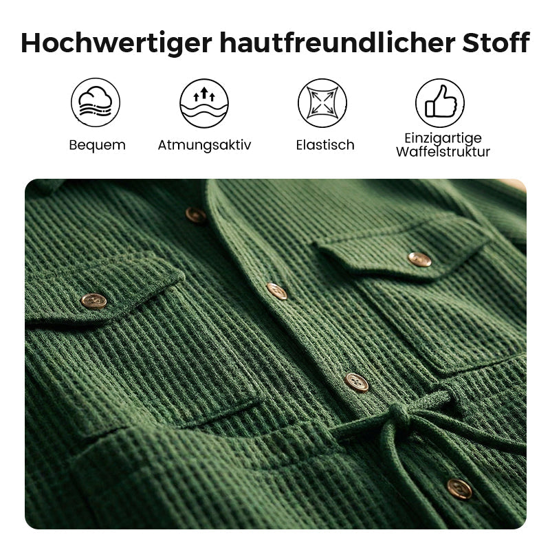 Ludwig I Herren-Set: Waffel-Jacke mit Knopfleiste & Hose