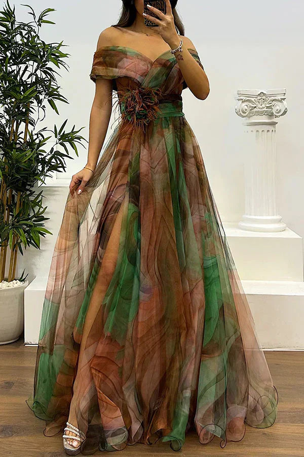Neris™ | Elegantes Maxikleid mit freien Schultern