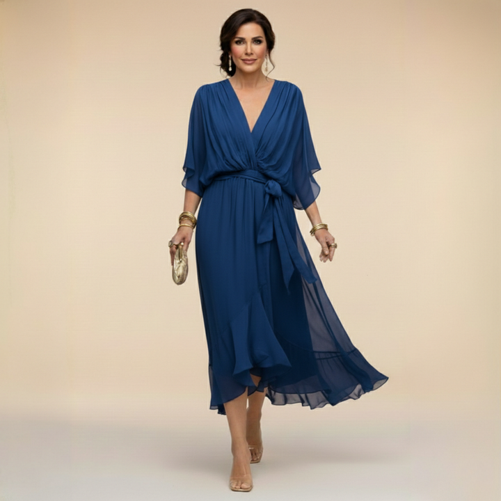 Monica | Chiffon-Kleid mit V-Ausschnitt