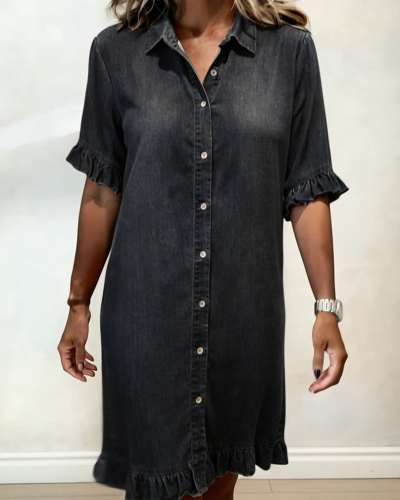 Gerlinde™ | Bequemes Kleid in Denim-Imitat mit schmeichelhaften Falten