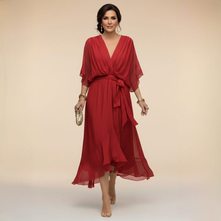 Monica | Chiffon-Kleid mit V-Ausschnitt
