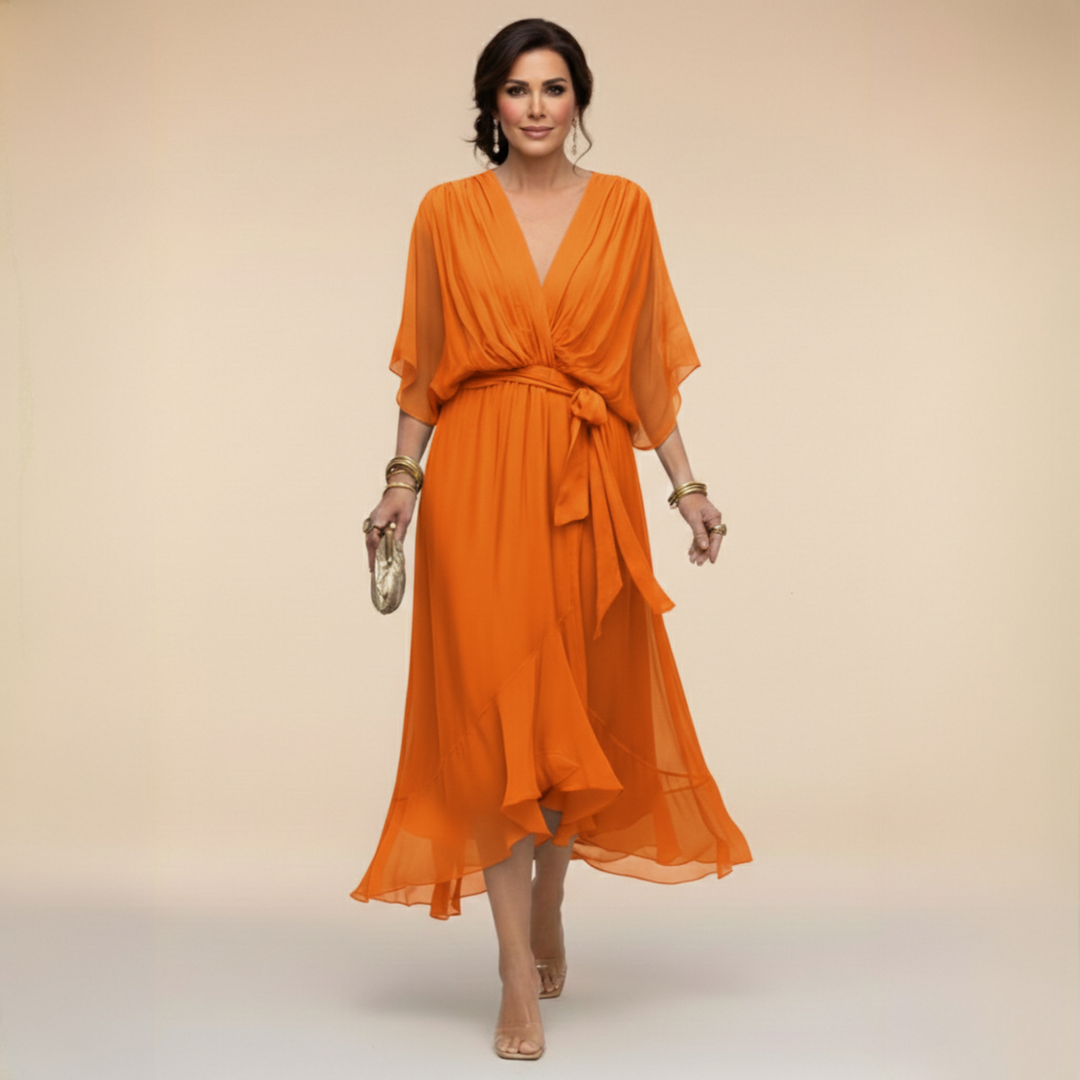 Monica | Chiffon-Kleid mit V-Ausschnitt