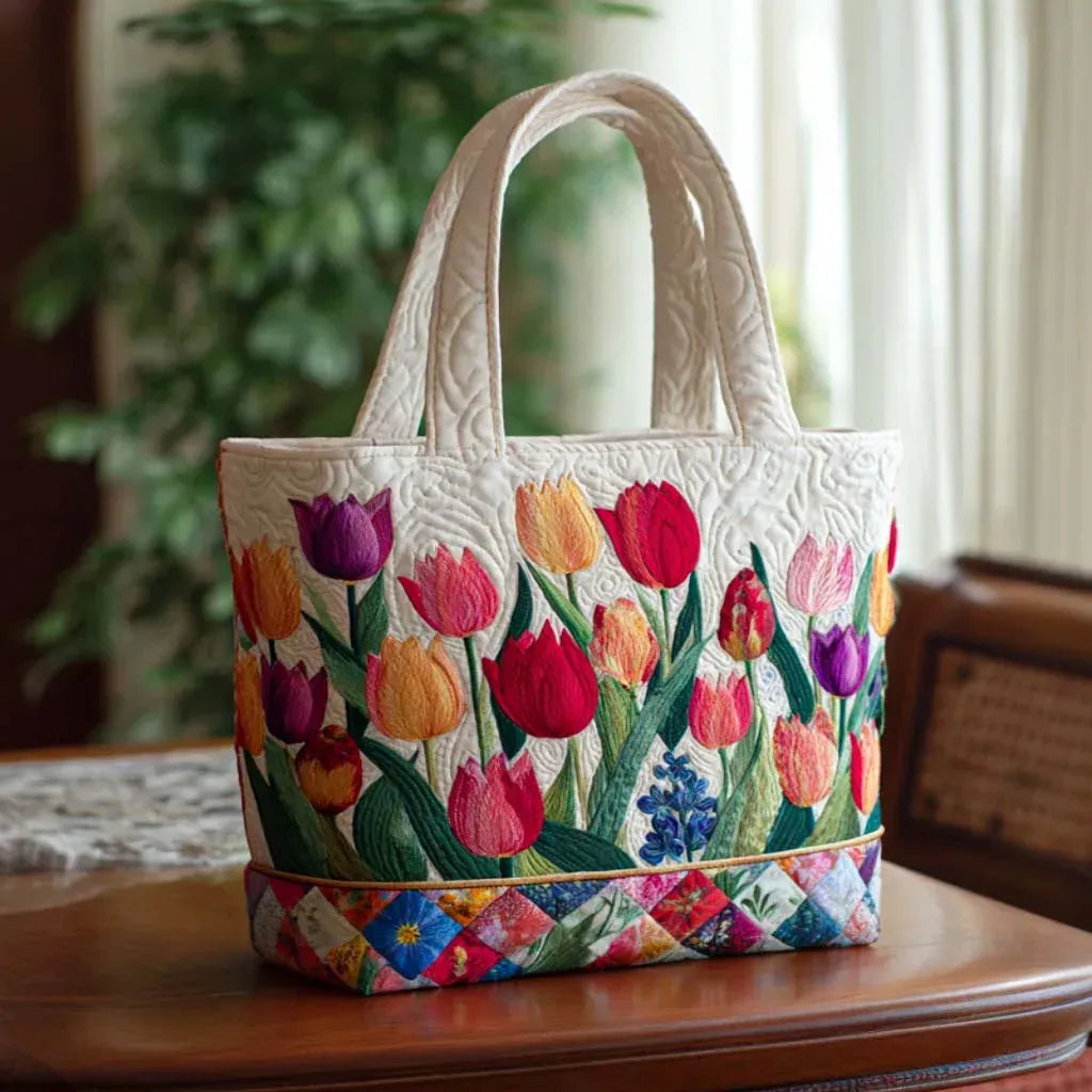 Tulpenzauber™ | Elegante gesteppte Tote Bag