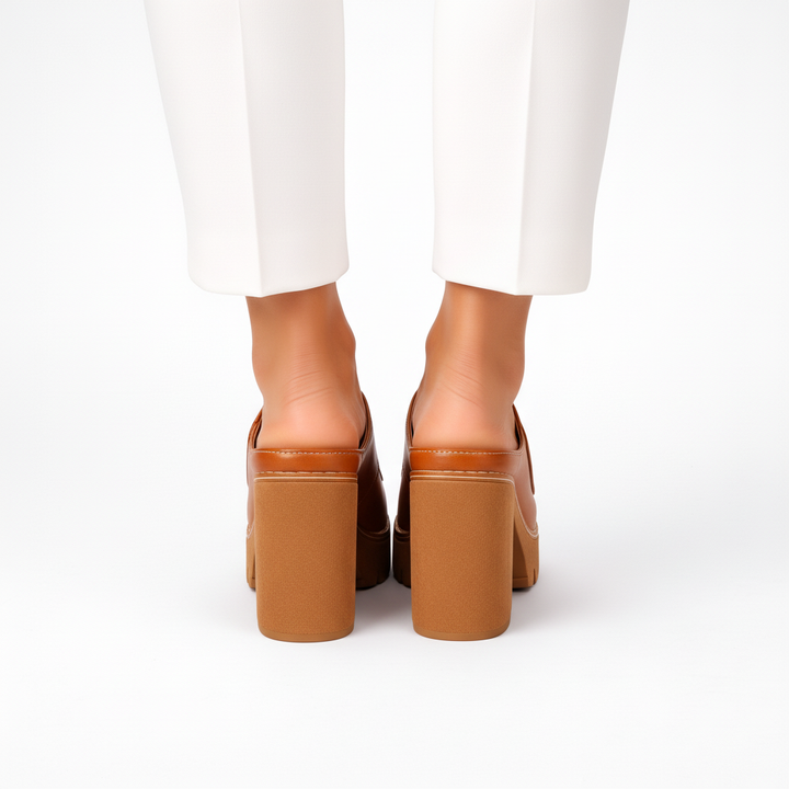 Renate™ | Elegante Plateau-Pantoletten mit Blockabsatz