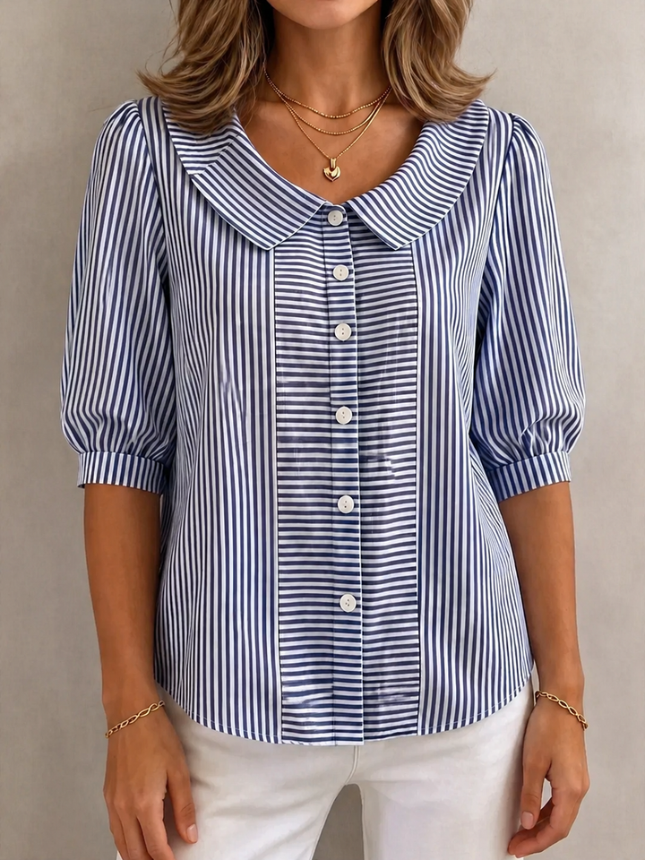 Elsa | Elegante gestreifte Bluse mit Knopfleiste