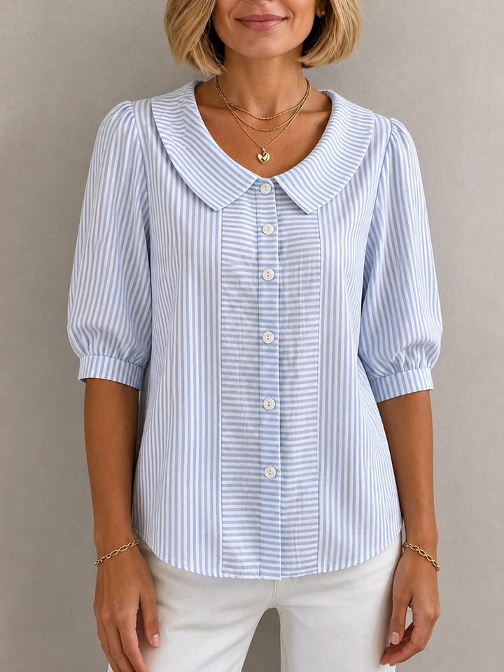 Elsa | Elegante gestreifte Bluse mit Knopfleiste