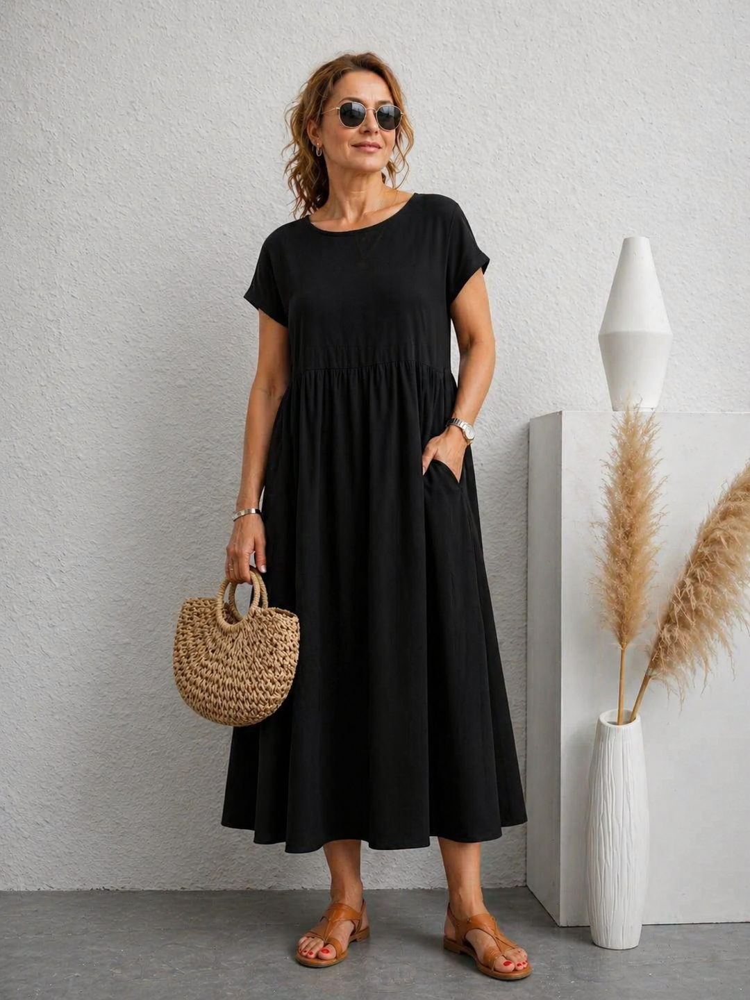 Ingrid | Elegant fließendes Midikleid