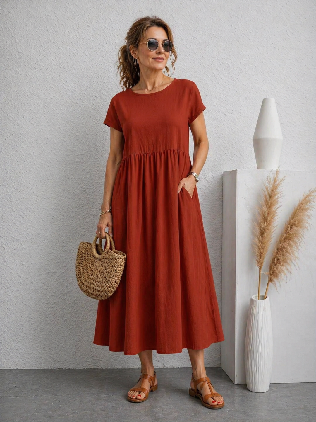 Ingrid | Elegant fließendes Midikleid