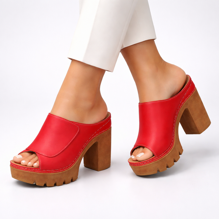 Renate™ | Elegante Plateau-Pantoletten mit Blockabsatz