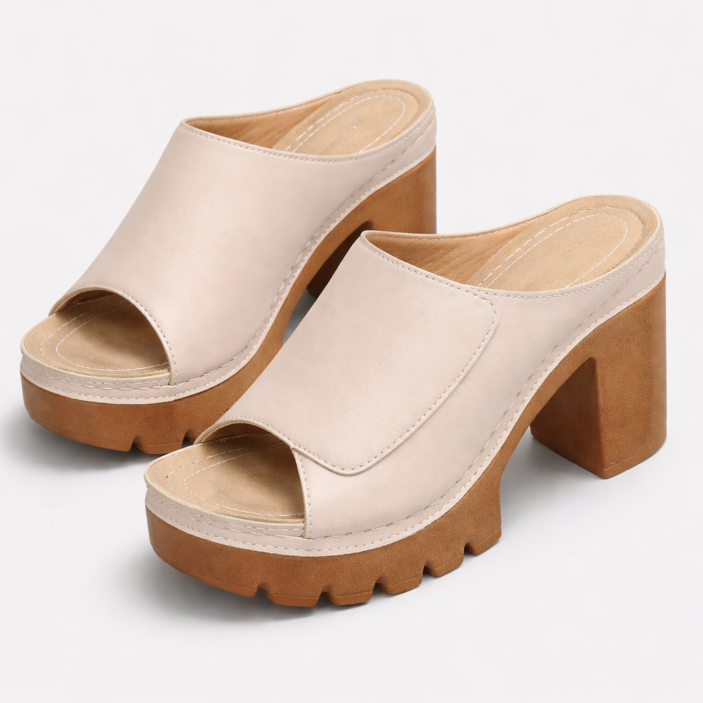 Renate™ | Elegante Plateau-Pantoletten mit Blockabsatz