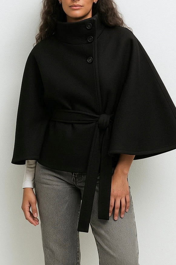 Marie | Cape-Jacke mit hohem Kragen und Gürtel