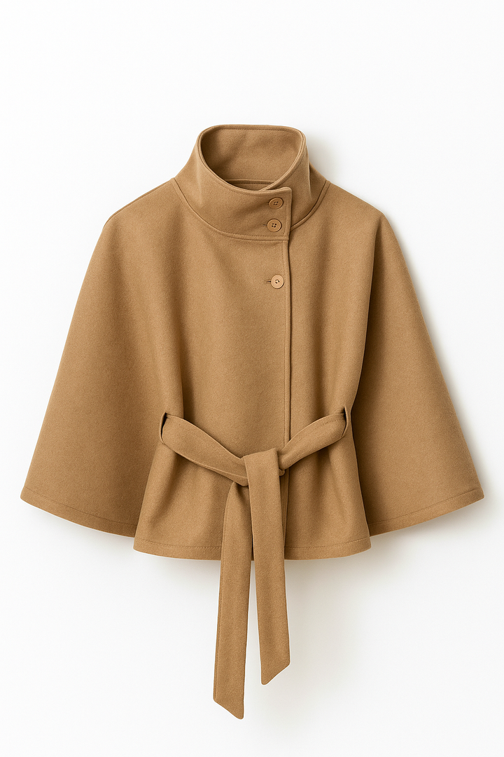 Marie | Cape-Jacke mit hohem Kragen und Gürtel