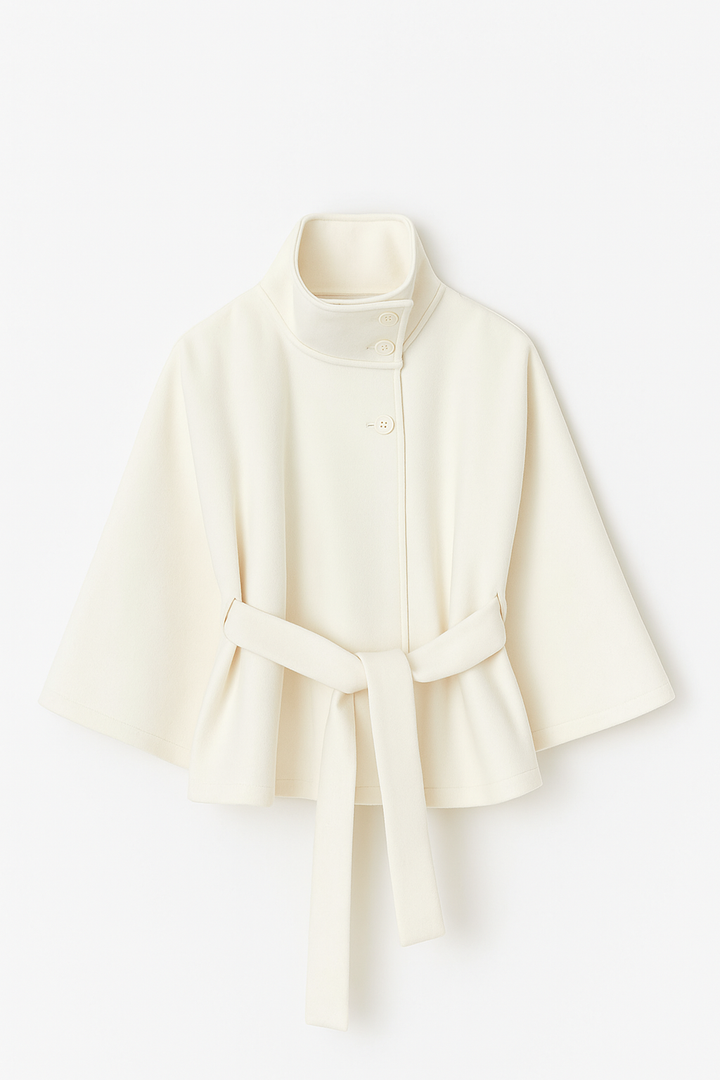 Marie | Cape-Jacke mit hohem Kragen und Gürtel