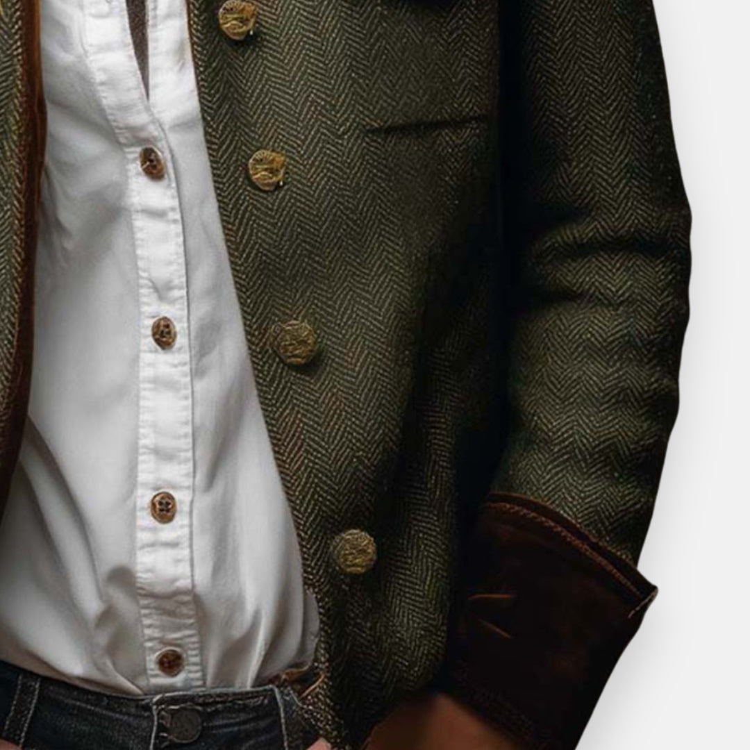 Elisabeth I Elegante Tweedjacke mit luxuriösen Samtdetails