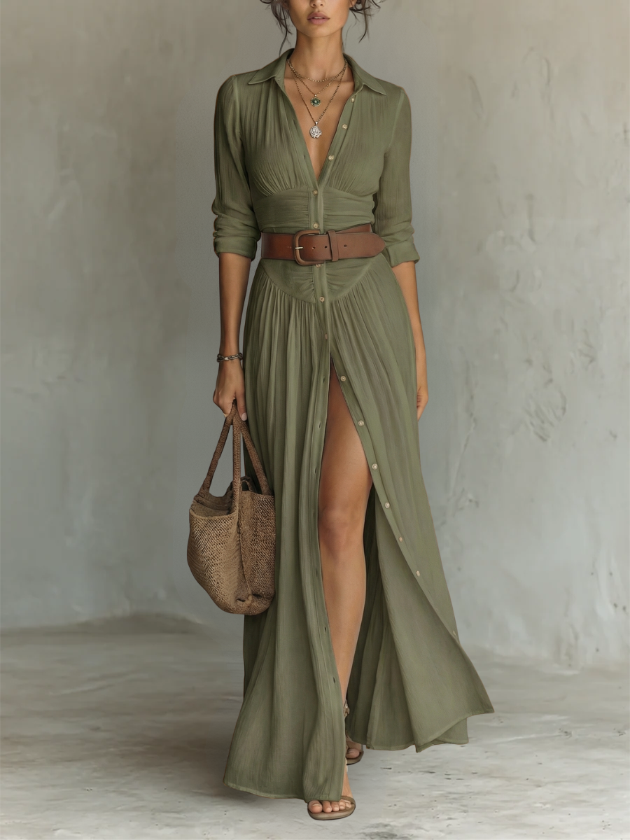 Tina | Maxi-kleid mit Reverskragen