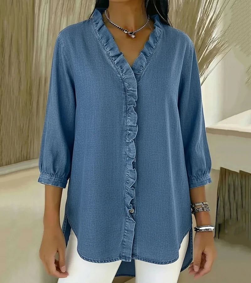 Adele | Bluse mit V-Ausschnitt und Volants