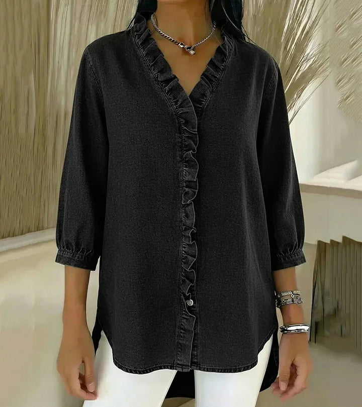 Adele | Bluse mit V-Ausschnitt und Volants