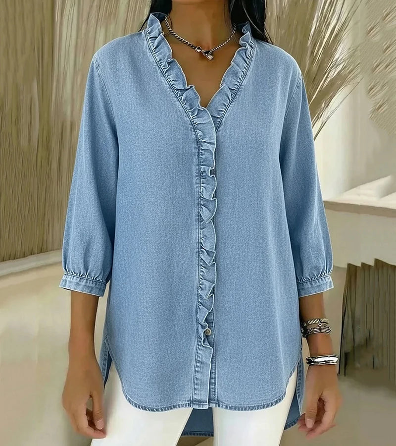 Adele | Bluse mit V-Ausschnitt und Volants