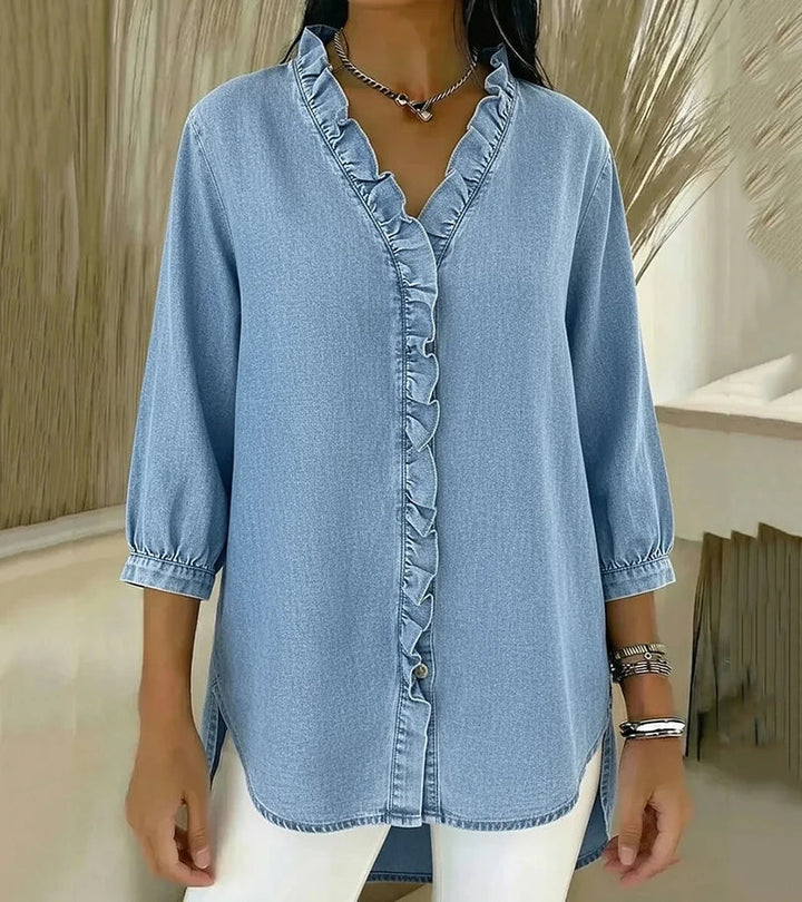 Adele | Bluse mit V-Ausschnitt und Volants