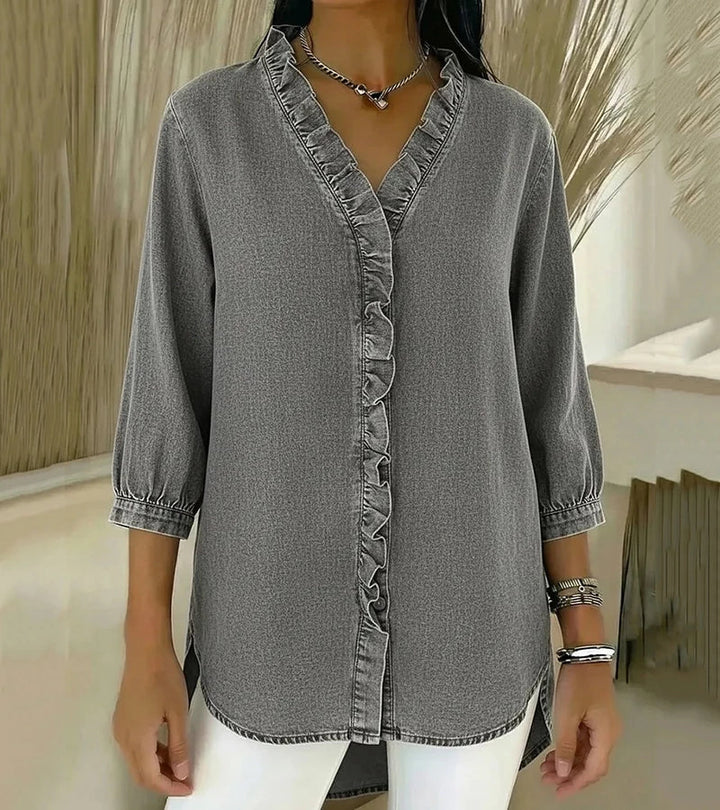 Adele | Bluse mit V-Ausschnitt und Volants