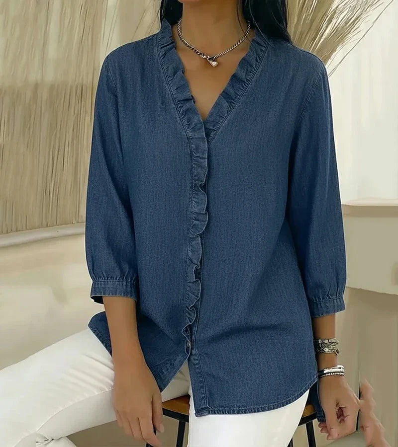 Adele | Bluse mit V-Ausschnitt und Volants