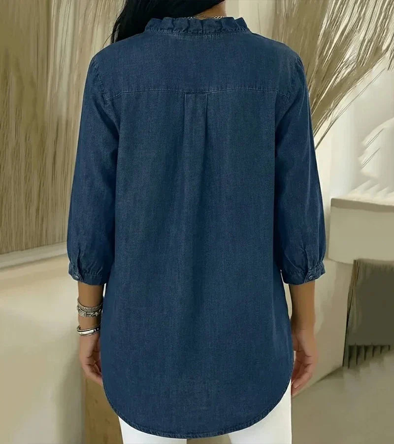Adele | Bluse mit V-Ausschnitt und Volants