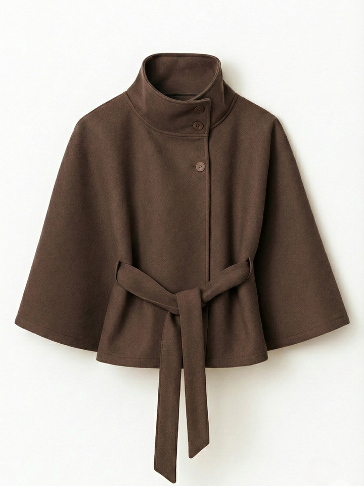 Marie | Cape-Jacke mit hohem Kragen und Gürtel