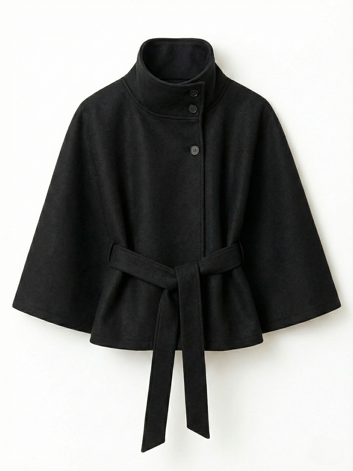 Marie | Cape-Jacke mit hohem Kragen und Gürtel