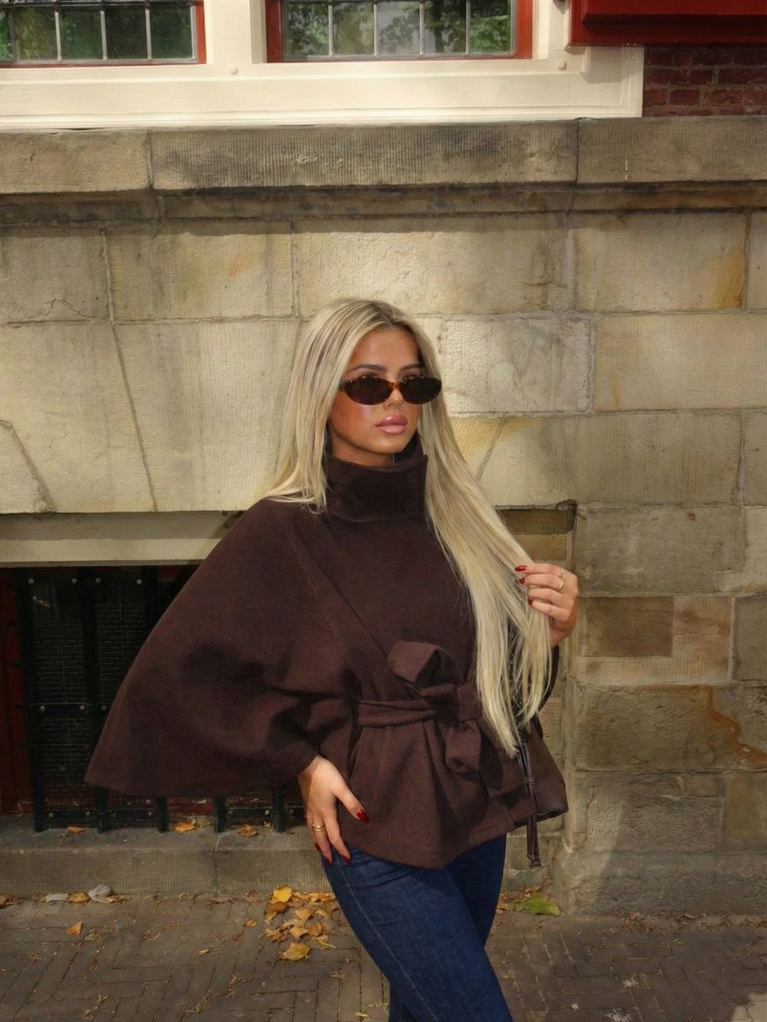 Marie | Cape-Jacke mit hohem Kragen und Gürtel