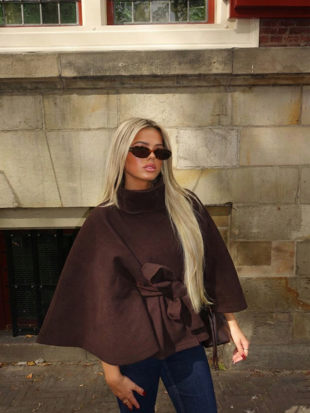 Marie | Cape-Jacke mit hohem Kragen und Gürtel