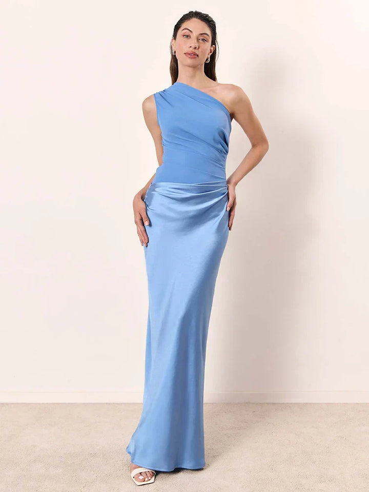 Isabel™ | Asymmetrisches Satin-Maxikleid