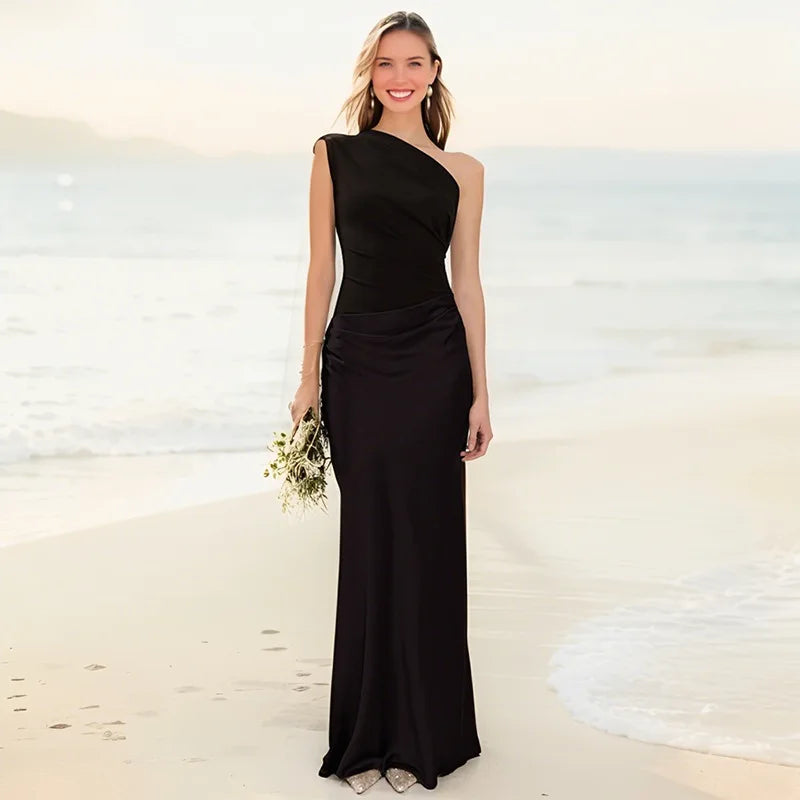 Isabel™ | Asymmetrisches Satin-Maxikleid