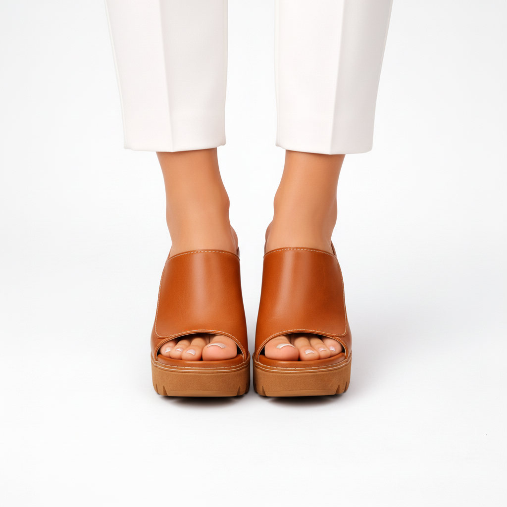 Renate™ | Elegante Plateau-Pantoletten mit Blockabsatz