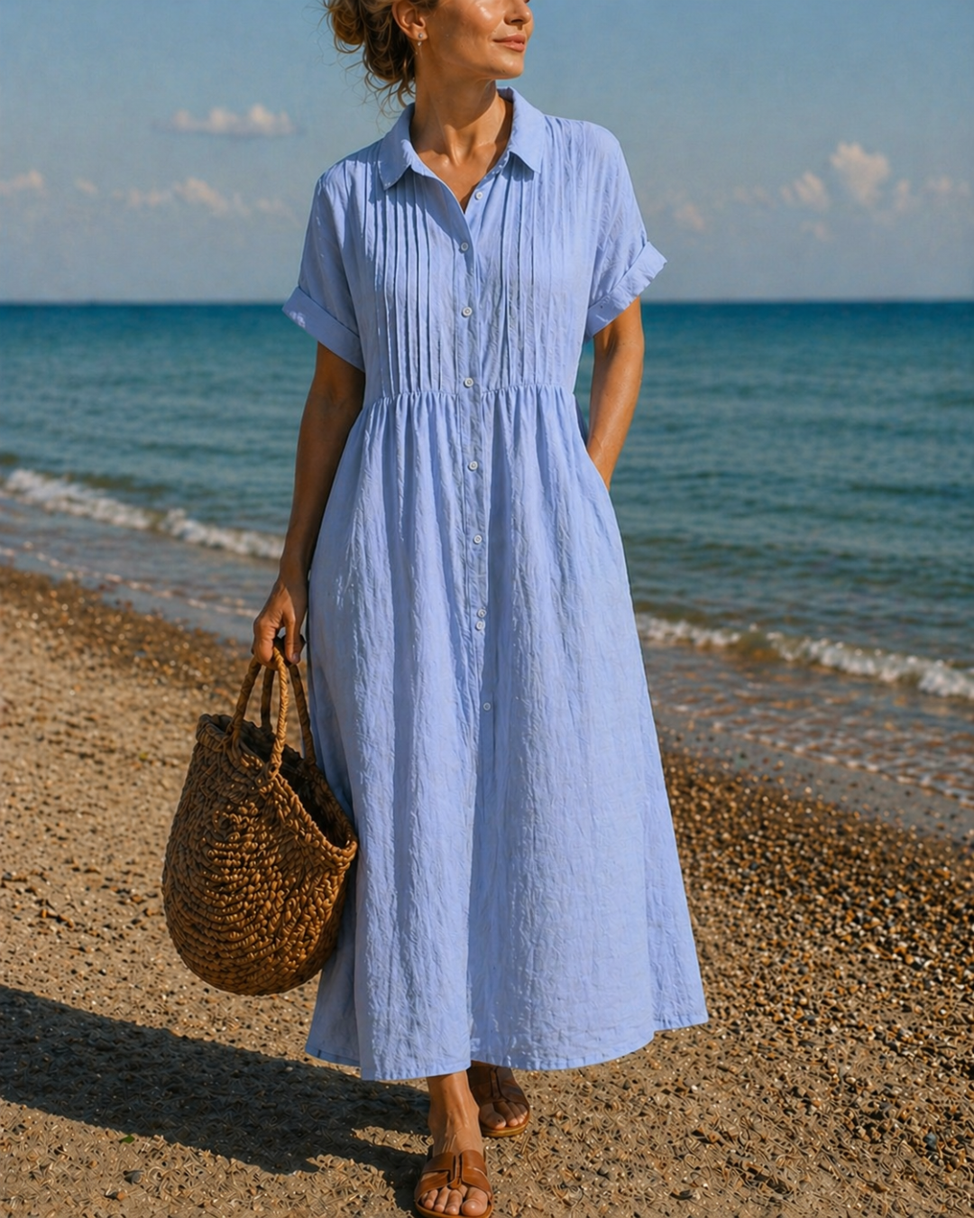 Marlene | Fließendes elegantes Hemdblusenkleid
