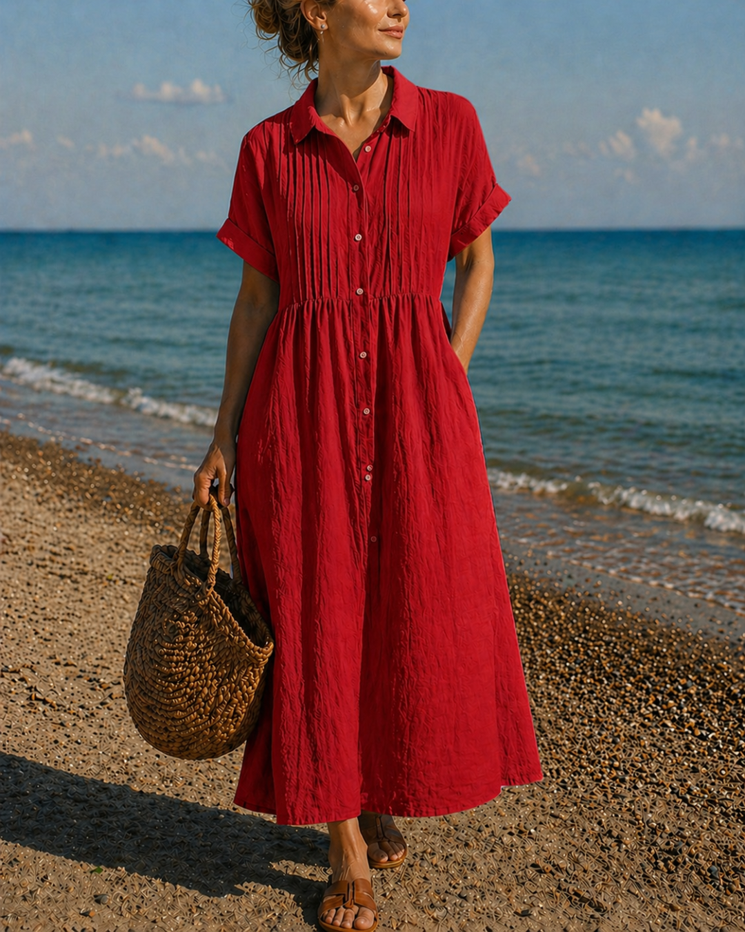 Marlene | Fließendes elegantes Hemdblusenkleid