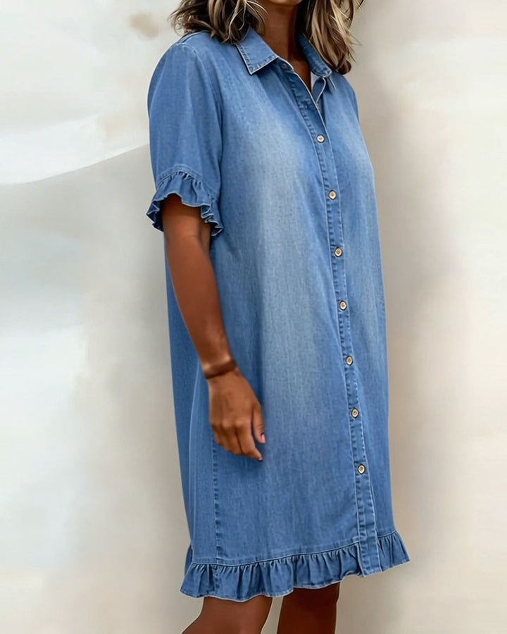 Gerlinde™ | Bequemes Kleid in Denim-Imitat mit schmeichelhaften Falten