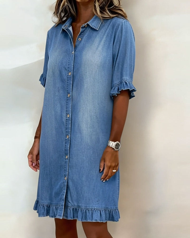 Gerlinde™ | Bequemes Kleid in Denim-Imitat mit schmeichelhaften Falten
